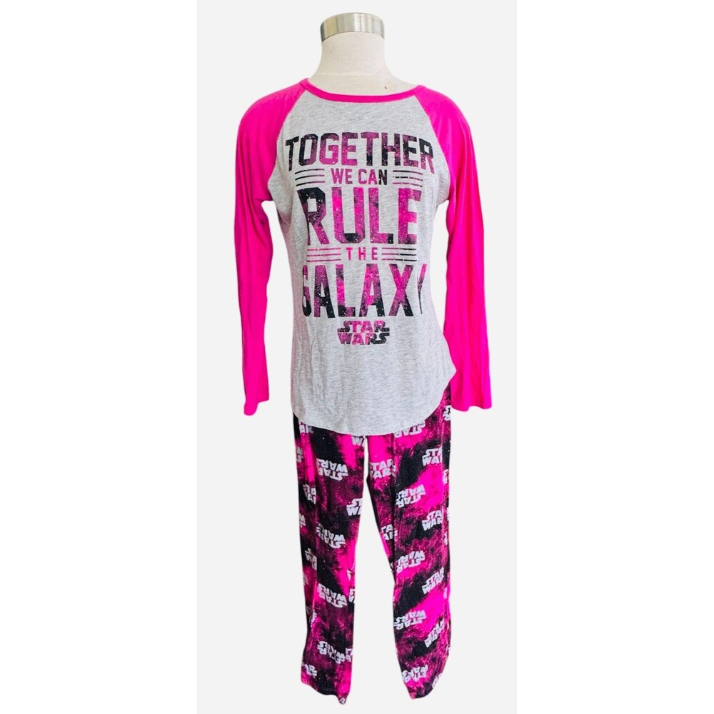 Star Wars Wm M Pink Gray Long Sleeve Pajama Set "Together We Can Rule The Galaxy